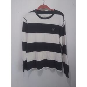 American Eagle Mens XL Long Sleeve Shirt Blue & White Striped